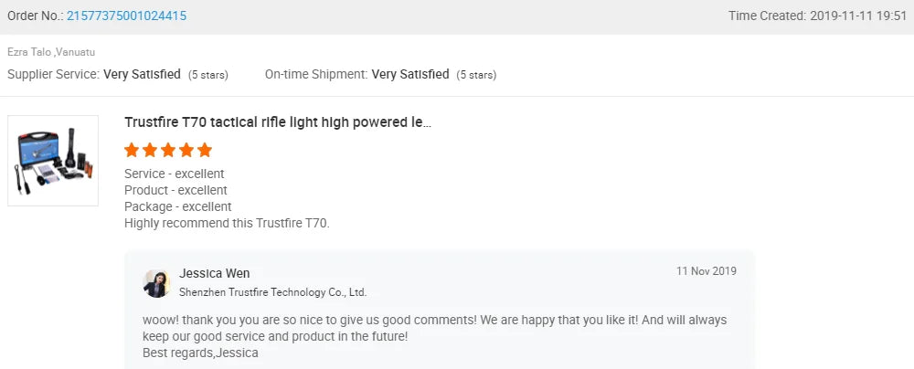 Trustfire T70 18650 2300lm LED Torch Hunting Flashlight Ultra Powerful Rechargeable Light Tactical Camping Lamp for Outdoor