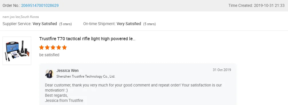 Trustfire T70 18650 2300lm LED Torch Hunting Flashlight Ultra Powerful Rechargeable Light Tactical Camping Lamp for Outdoor