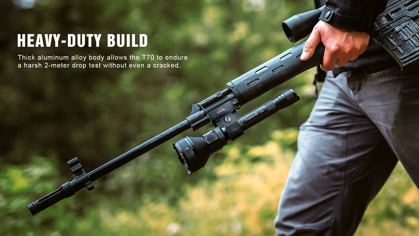 Trustfire T70 18650 2300lm LED Torch Hunting Flashlight Ultra Powerful Rechargeable Light Tactical Camping Lamp for Outdoor