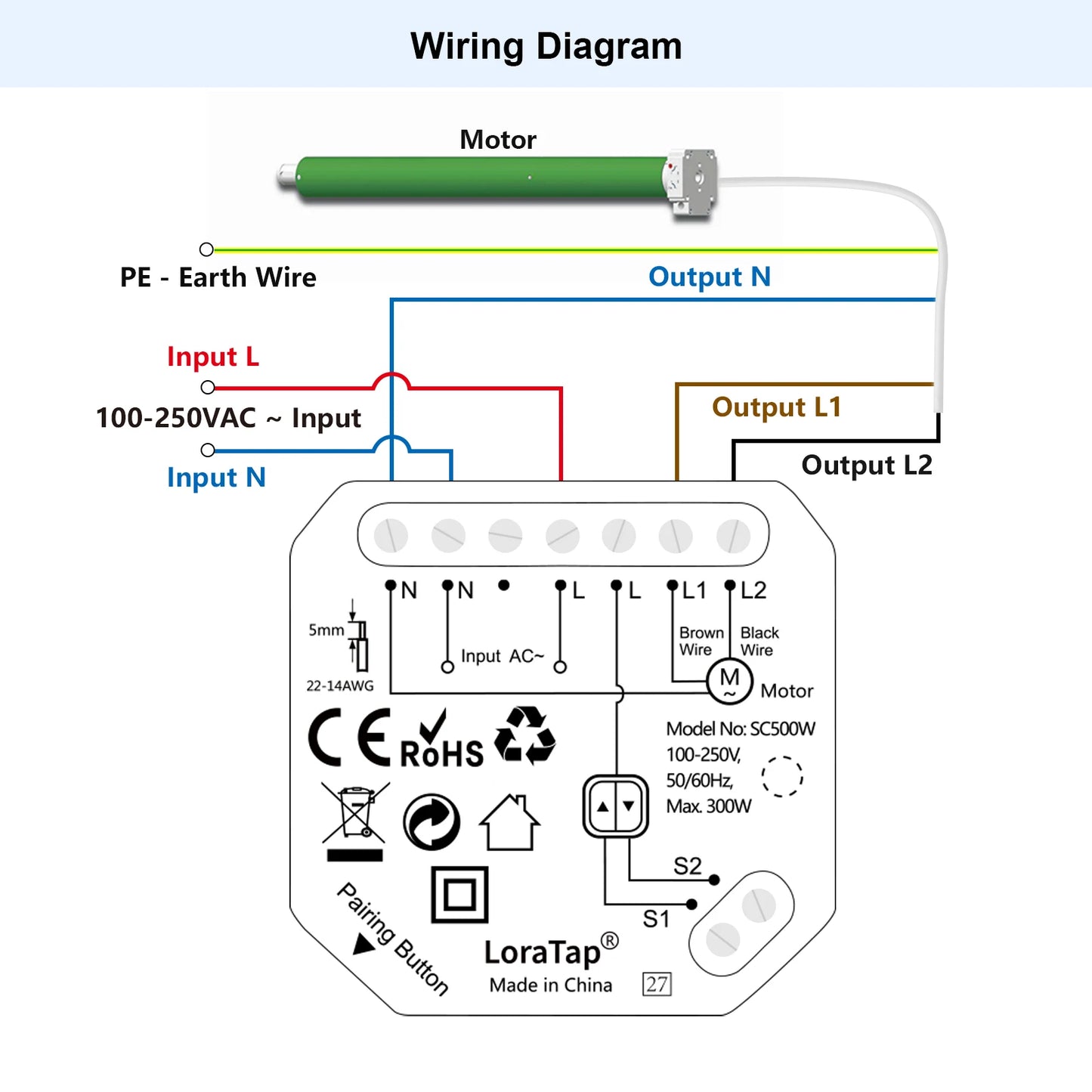 LoraTap Tuya Smart Roller Shutter Curtain Blinds Switch Tubular Motor Percentage Remote Voice Control by Google Home Alexa