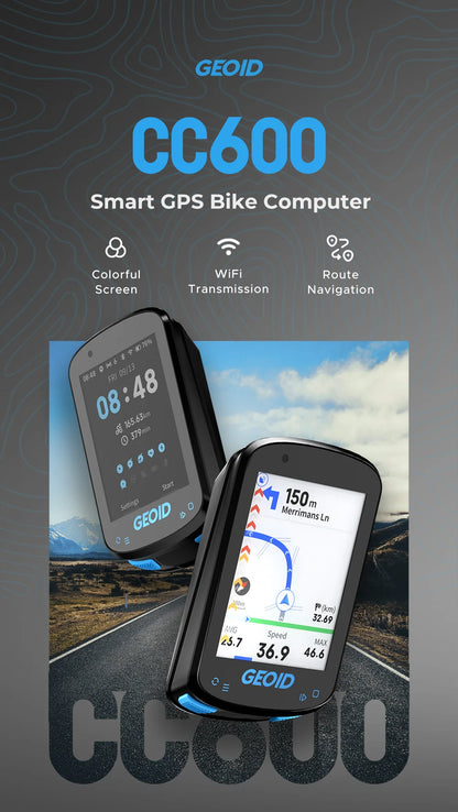 GEOID CC600 Bike Computer Wireless Color Screen Bicycle Speedometer ANT+ WIFI Cycling Speedometer IPX7 Waterproof Odometer