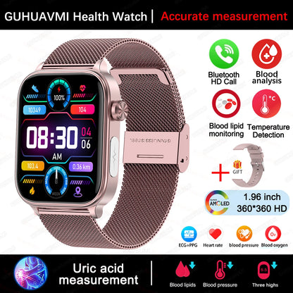 2025 New For XIAOMI ECG+PPG Blood Fat Uric Acid Health Smartwatch Men Women Heart Rate Blood Pressure Bluetooth Call Smart Watch