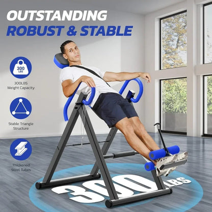 Gravity Heavy Duty Inversion Table with Headrest & Adjustable Protective Belt Back Stretcher Machine for Pain Relief Therapy