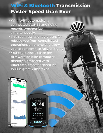 GEOID CC600 Bike Computer Wireless Color Screen Bicycle Speedometer ANT+ WIFI Cycling Speedometer IPX7 Waterproof Odometer