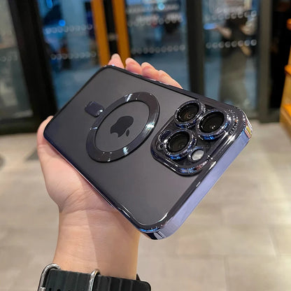 Luxury Magnetic Plating Clear Case For Magsafe Wireless Charging iPhone 11 12 13 14 15 16 17 Pro Max Air Plus Shockproof Cover