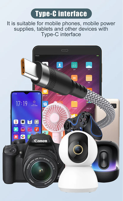 USB Type C 6A Super- Charging Cable For Huawei USB C Extended 1m 2m 3m 5m 8-Meter Cable For Xiaomi Vivo Leeco OnePlus Oppo