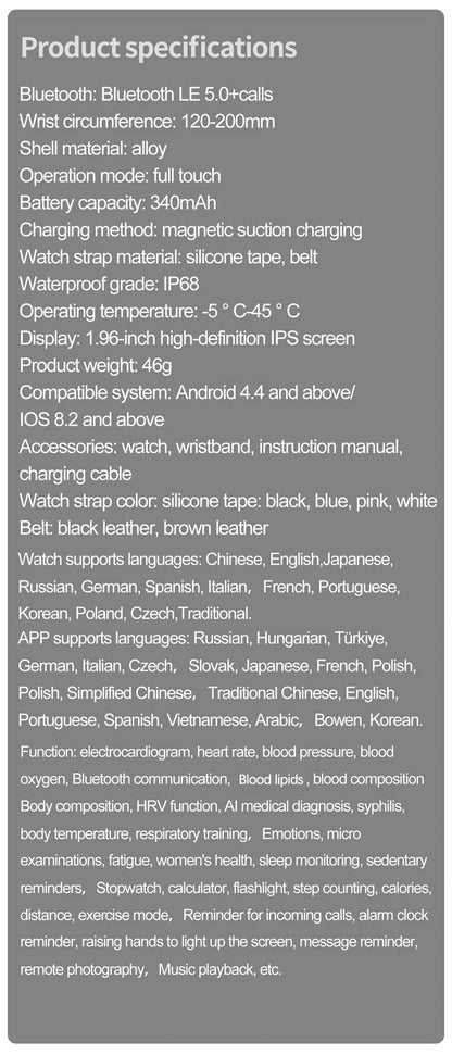 2025 New For XIAOMI ECG+PPG Blood Fat Uric Acid Health Smartwatch Men Women Heart Rate Blood Pressure Bluetooth Call Smart Watch