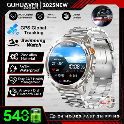 2025 New Professional GPS Sports Smart Watch Outdoor RIDE Run GPS track Swim Watchs Compass Altimeter 3ATM Sports Bracelets Men