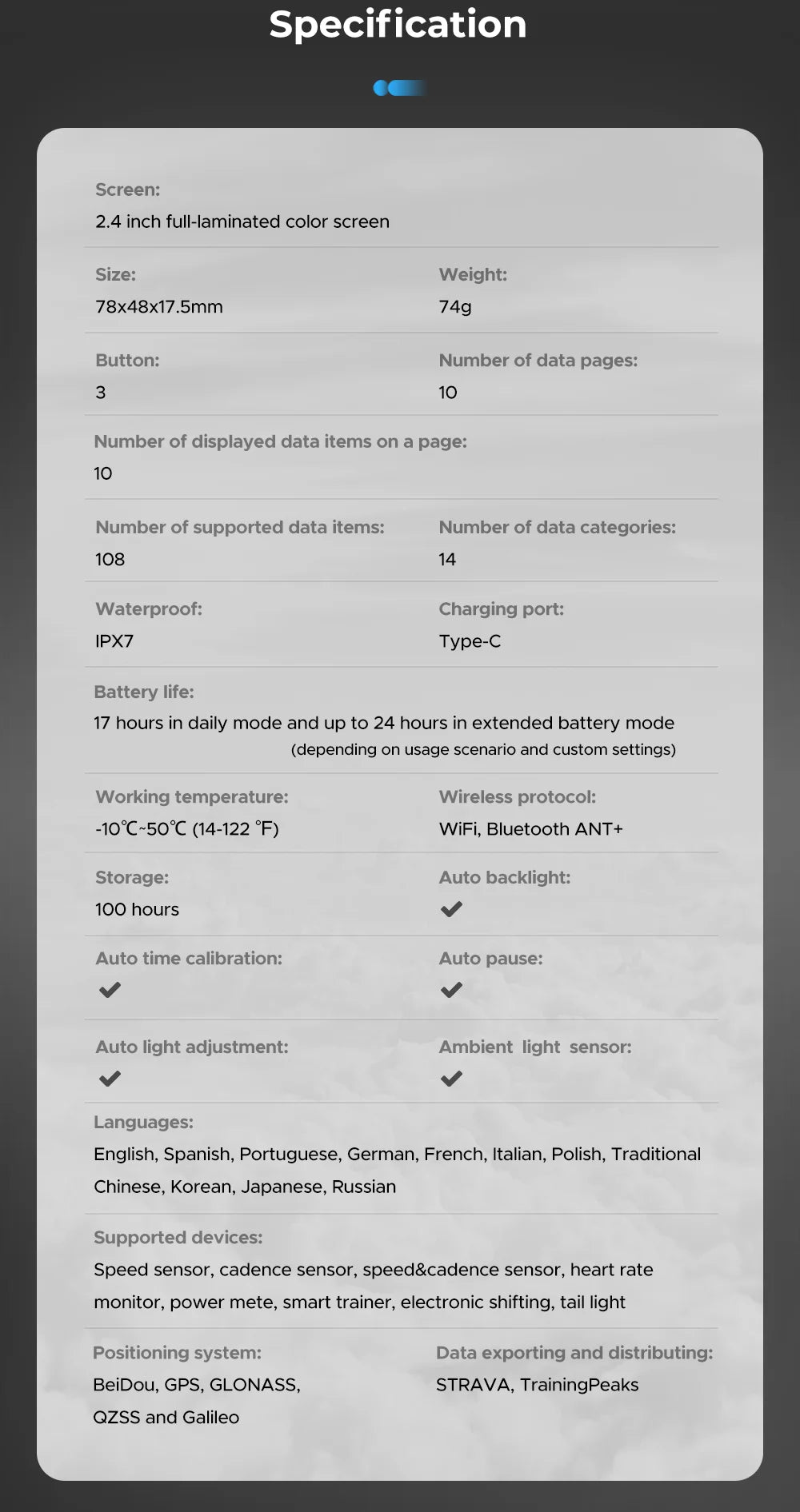 GEOID CC600 Bike Computer Wireless Color Screen Bicycle Speedometer ANT+ WIFI Cycling Speedometer IPX7 Waterproof Odometer