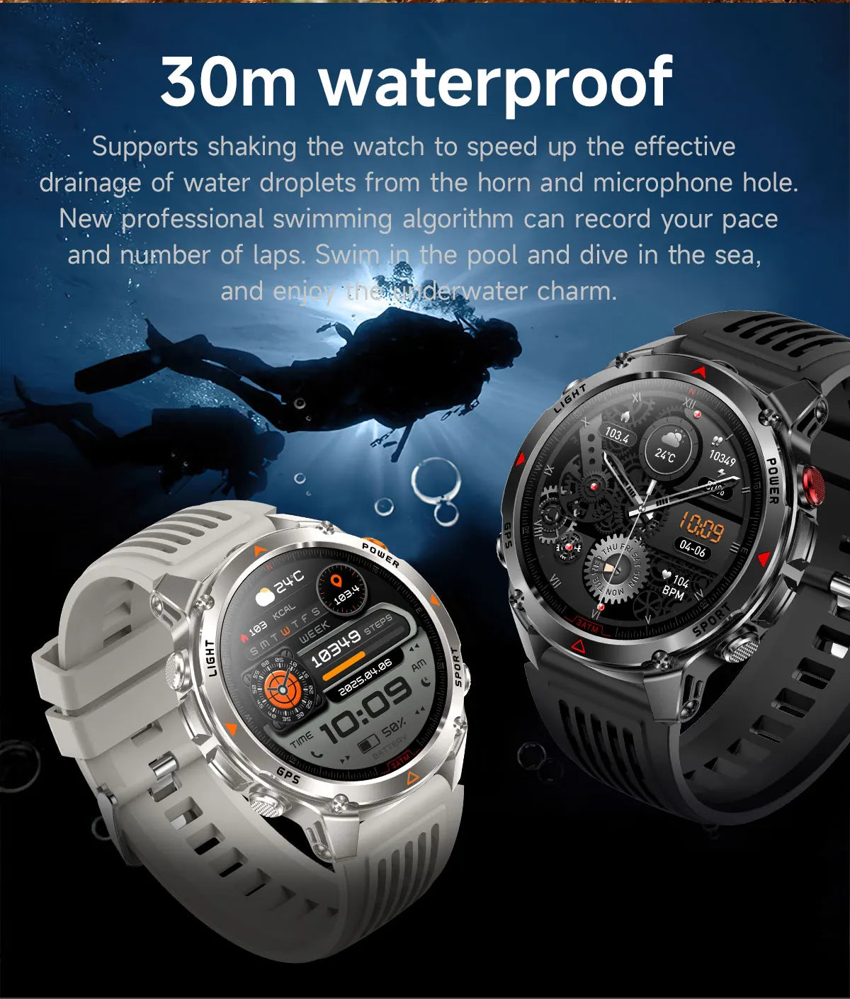 2025 New Professional GPS Sports Smart Watch Outdoor RIDE Run GPS track Swim Watchs Compass Altimeter 3ATM Sports Bracelets Men