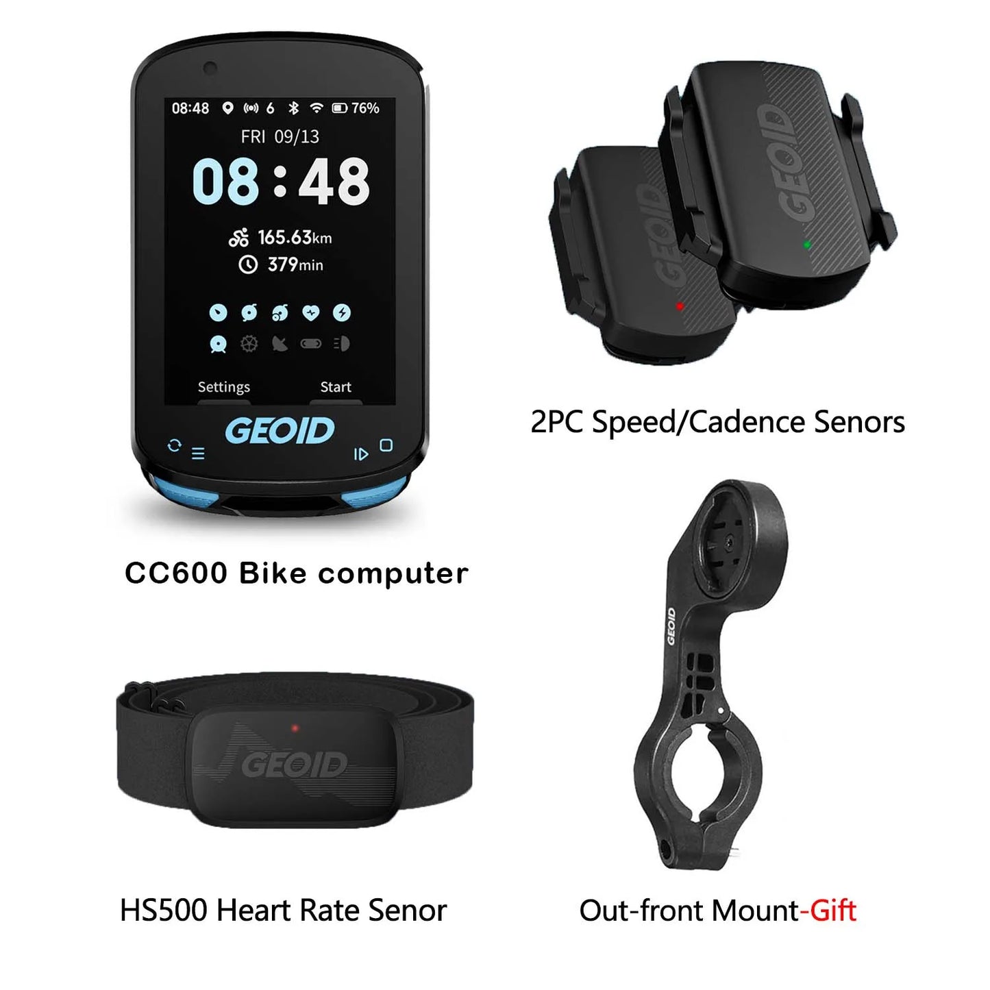 GEOID CC600 Bike Computer Wireless Color Screen Bicycle Speedometer ANT+ WIFI Cycling Speedometer IPX7 Waterproof Odometer