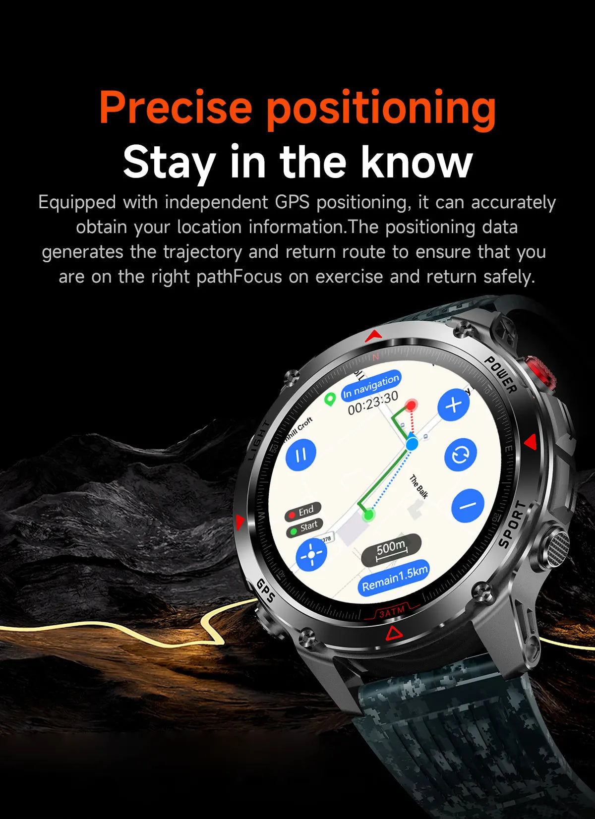 2025 New Professional GPS Sports Smart Watch Outdoor RIDE Run GPS track Swim Watchs Compass Altimeter 3ATM Sports Bracelets Men