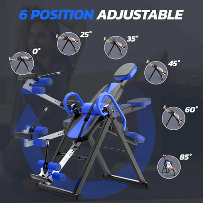 Gravity Heavy Duty Inversion Table with Headrest & Adjustable Protective Belt Back Stretcher Machine for Pain Relief Therapy