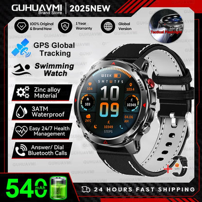 2025 New Professional GPS Sports Smart Watch Outdoor RIDE Run GPS track Swim Watchs Compass Altimeter 3ATM Sports Bracelets Men