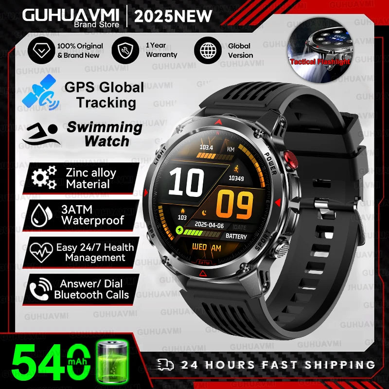 2025 New Professional GPS Sports Smart Watch Outdoor RIDE Run GPS track Swim Watchs Compass Altimeter 3ATM Sports Bracelets Men