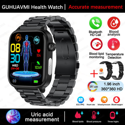 2025 New For XIAOMI ECG+PPG Blood Fat Uric Acid Health Smartwatch Men Women Heart Rate Blood Pressure Bluetooth Call Smart Watch