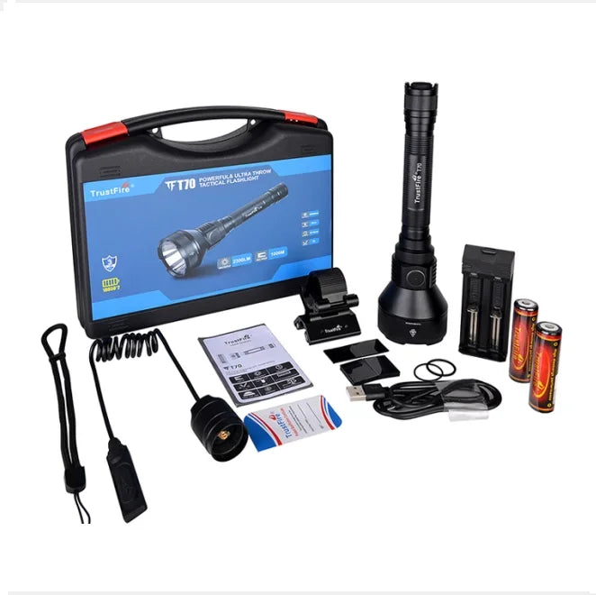 Trustfire T70 18650 2300lm LED Torch Hunting Flashlight Ultra Powerful Rechargeable Light Tactical Camping Lamp for Outdoor