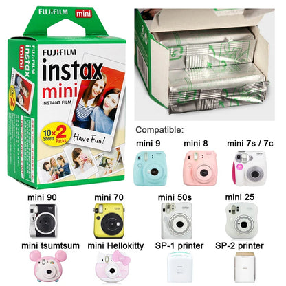 Fujifilm Instax Mini Film White Edge 10 20 40 60 80 100 Sheets For FUJI Instant Photo Camera Mini 12/11 Mini 9 8 7s 70 EVO Link