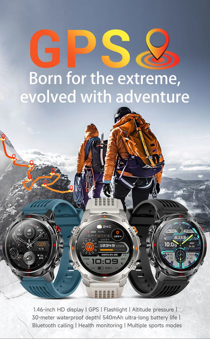 2025 New Professional GPS Sports Smart Watch Outdoor RIDE Run GPS track Swim Watchs Compass Altimeter 3ATM Sports Bracelets Men